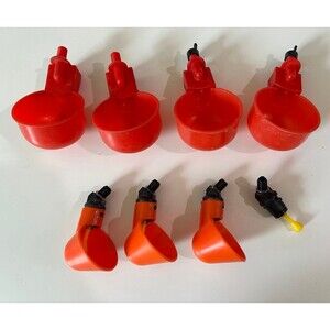 8pc Bulk Lot of Automatic Drinking Poultry Chicken Automatic Waterer Water Cups